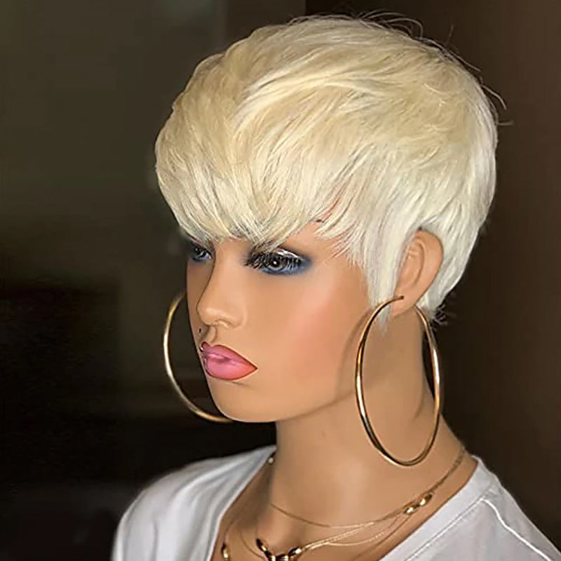 Ladies Short Synthetic Blonde Pixie Haircut Wig