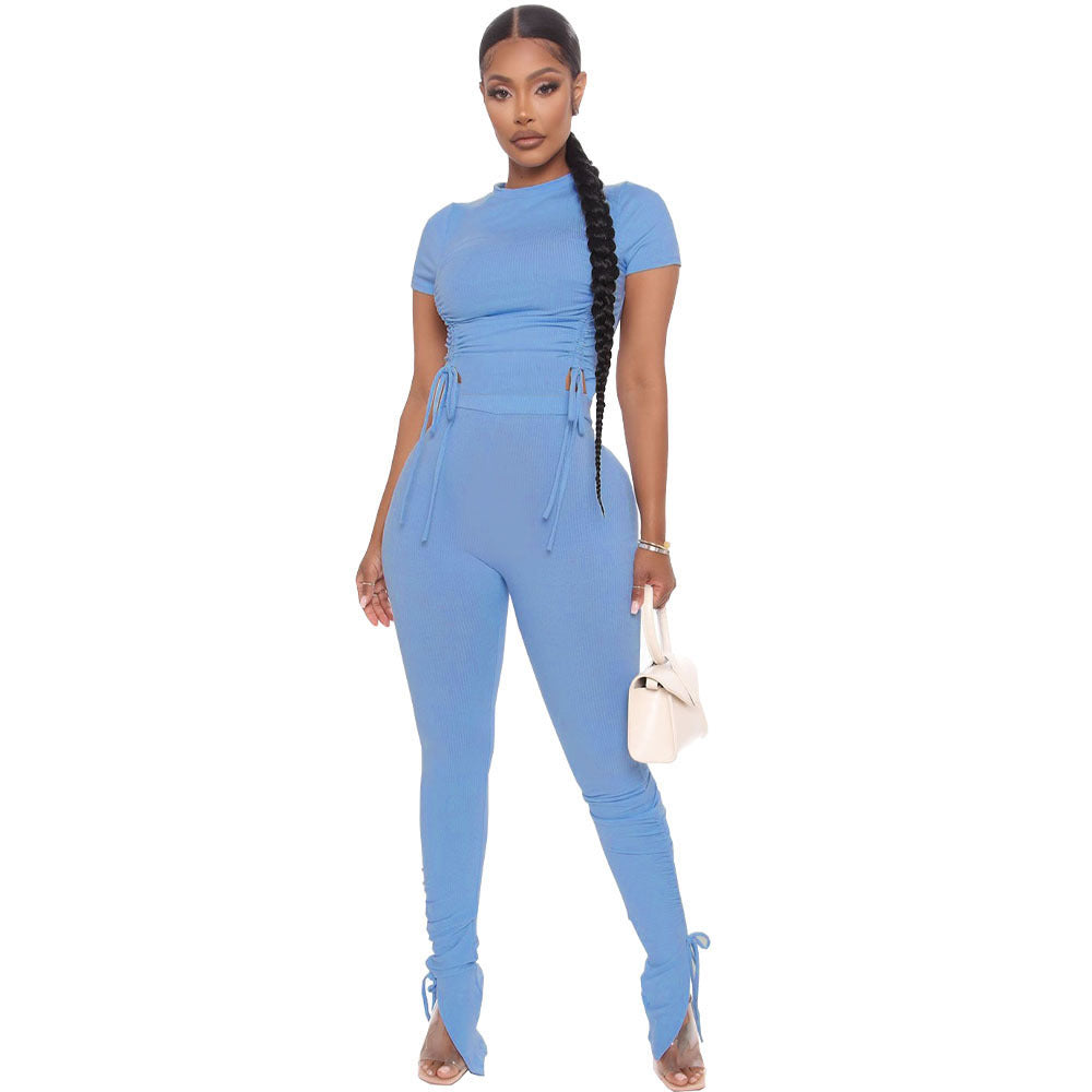 Crop Top And Pants Matching Two Piece Set