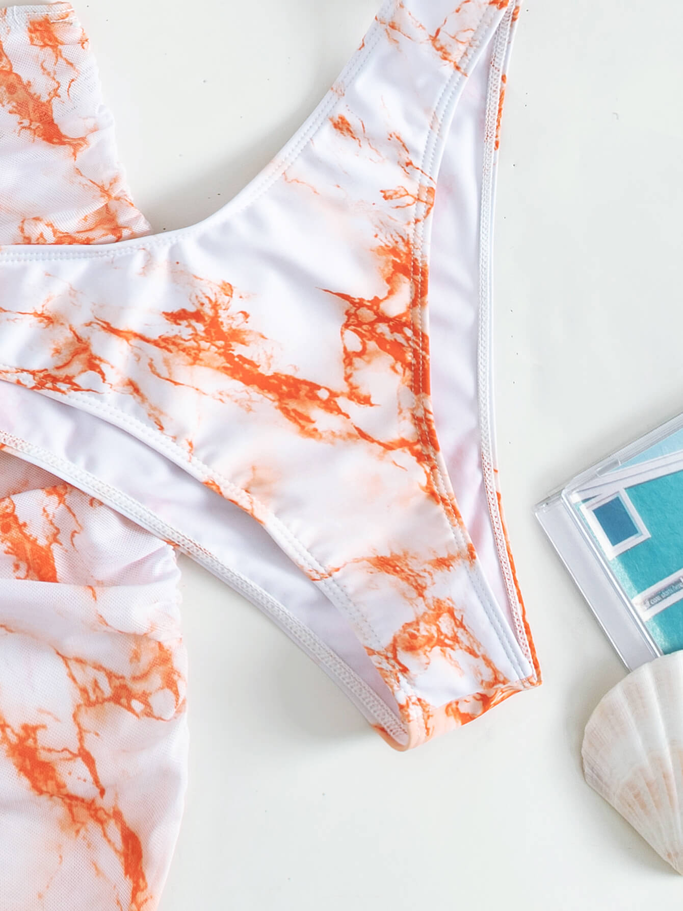Tie-Dye Halter Neck Ruched Three-Piece Swimsuit