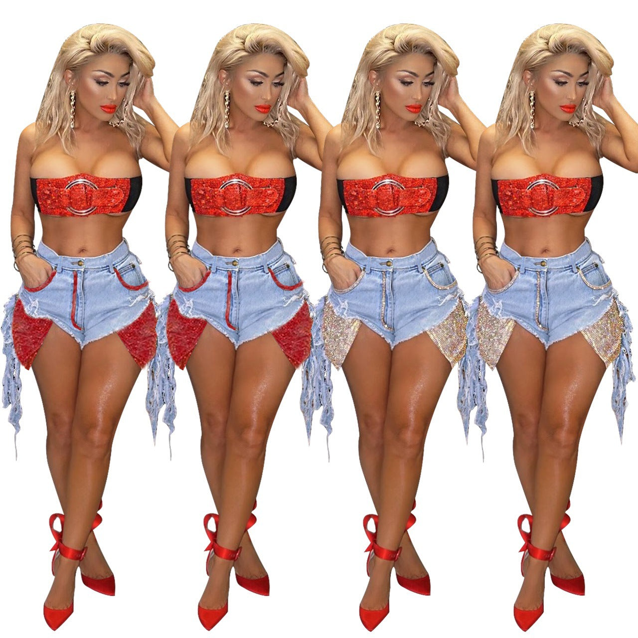 Rhinestone Washed Shorts