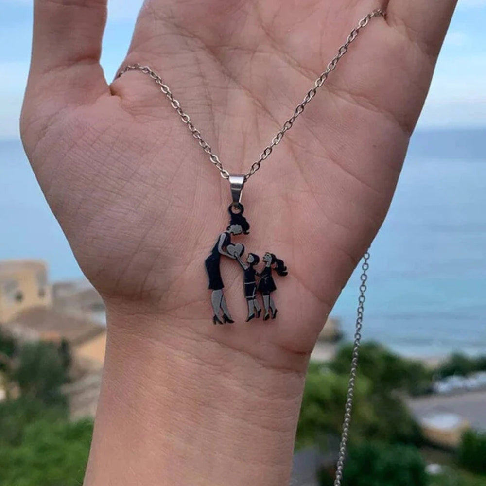 Stainless Steel Mother And Children Necklace