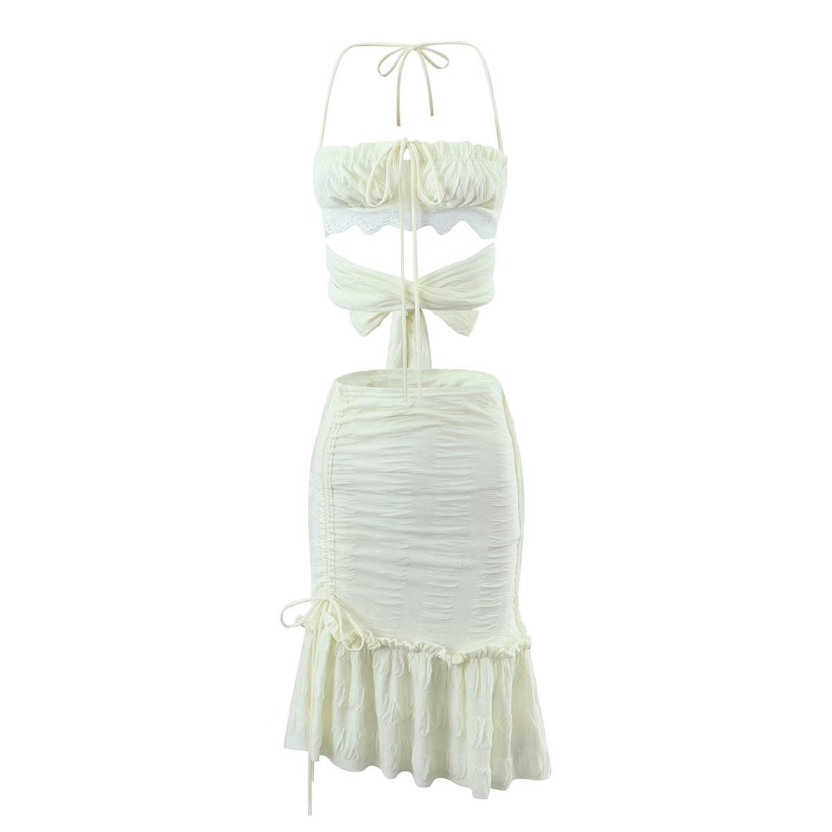 Solid Color Versatile Ruffle Multi-piece Dress
