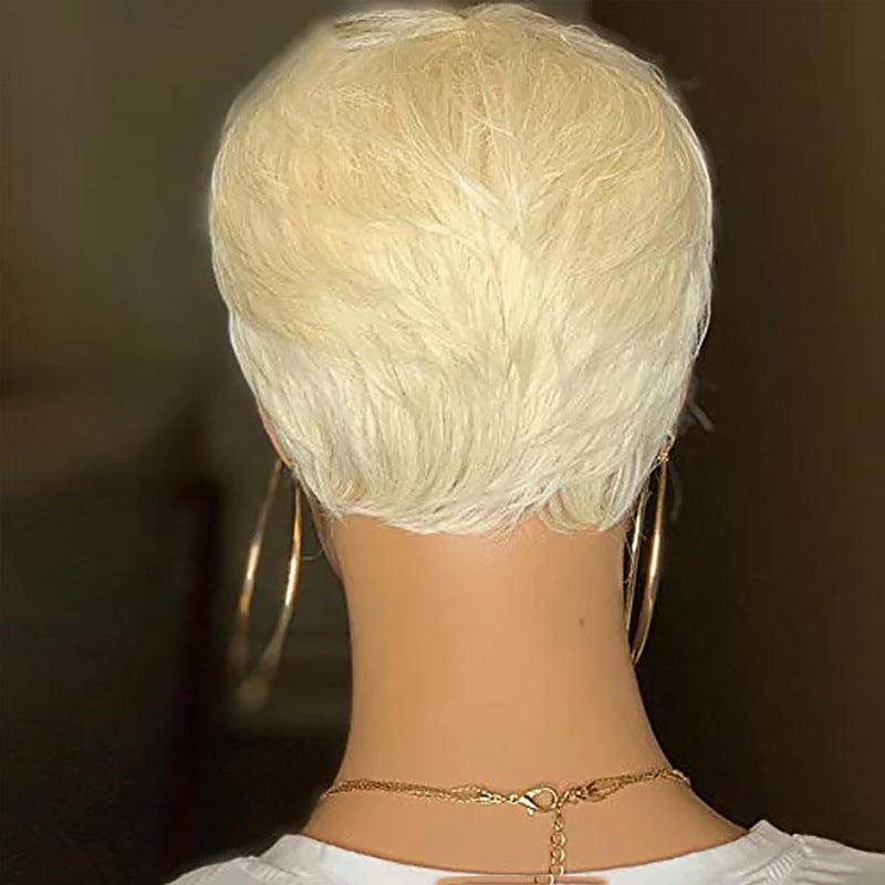 Ladies Short Synthetic Blonde Pixie Haircut Wig