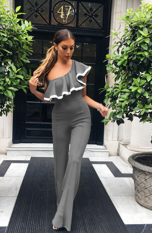 "Ruffle My Feathers" Women's Ruffled Top Sexy Flared Leg Jumpsuit