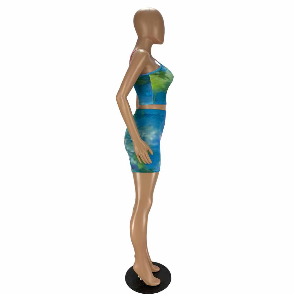 Fashion Print Crop Tank Top & Shorts Sexy Two-Piece Set