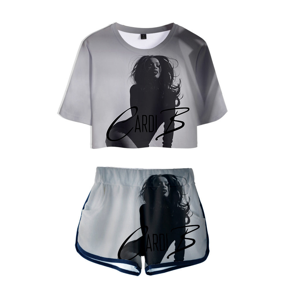 Trendy Sexy 3D Printed Short Sleeve Set