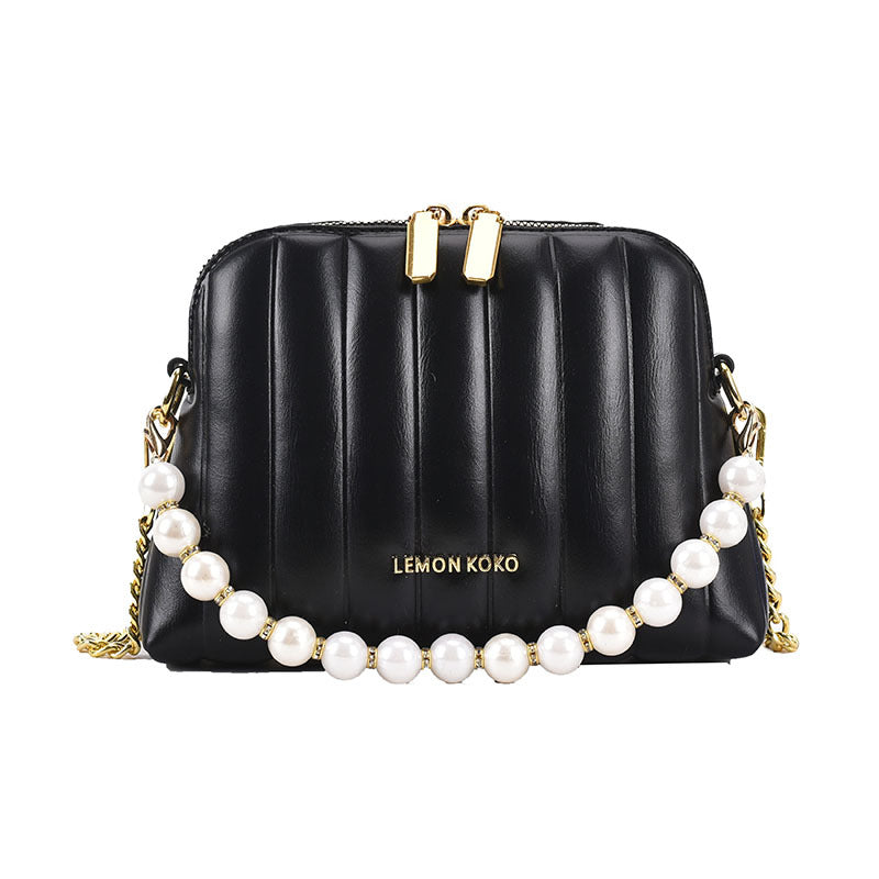 Beaded Chain Vertical Shell Bag