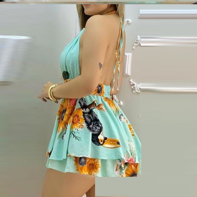 "Spring Into Fashion" Flower Blue Romper