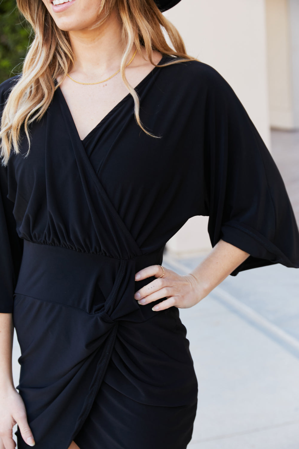White Birch Full Size Twisted Tulip Hem Dress