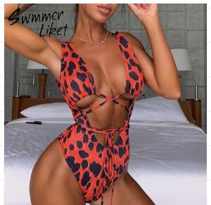 Leopard Orange One Piece Swimsuit