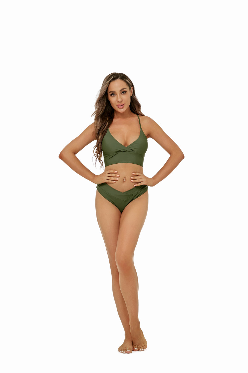 Ruched Detail Spaghetti Strap Bikini Set
