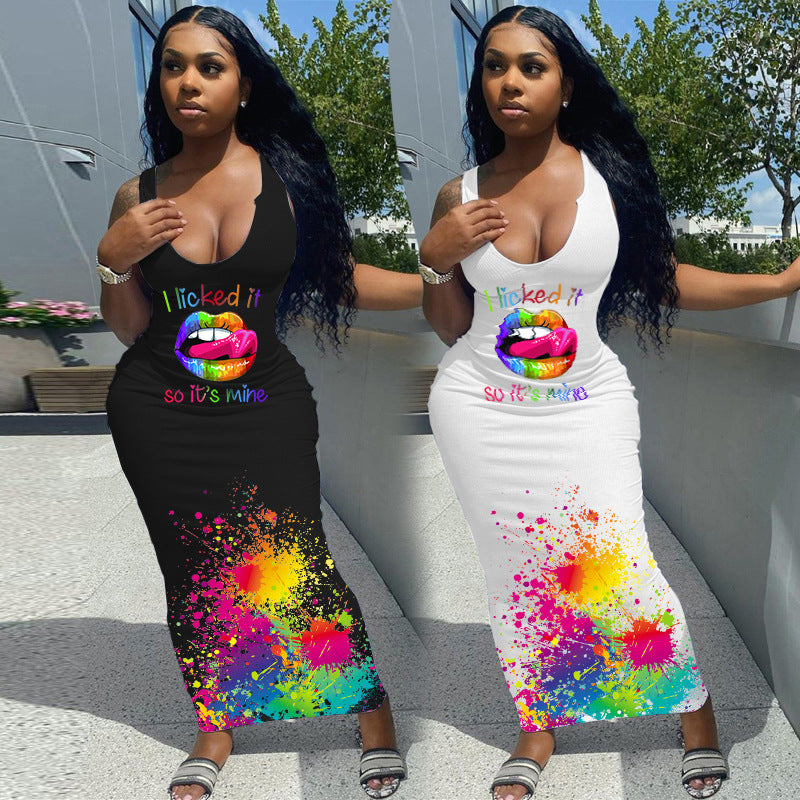 Women's Summer Breathable Long Skirt Fashion Print Casual Dress