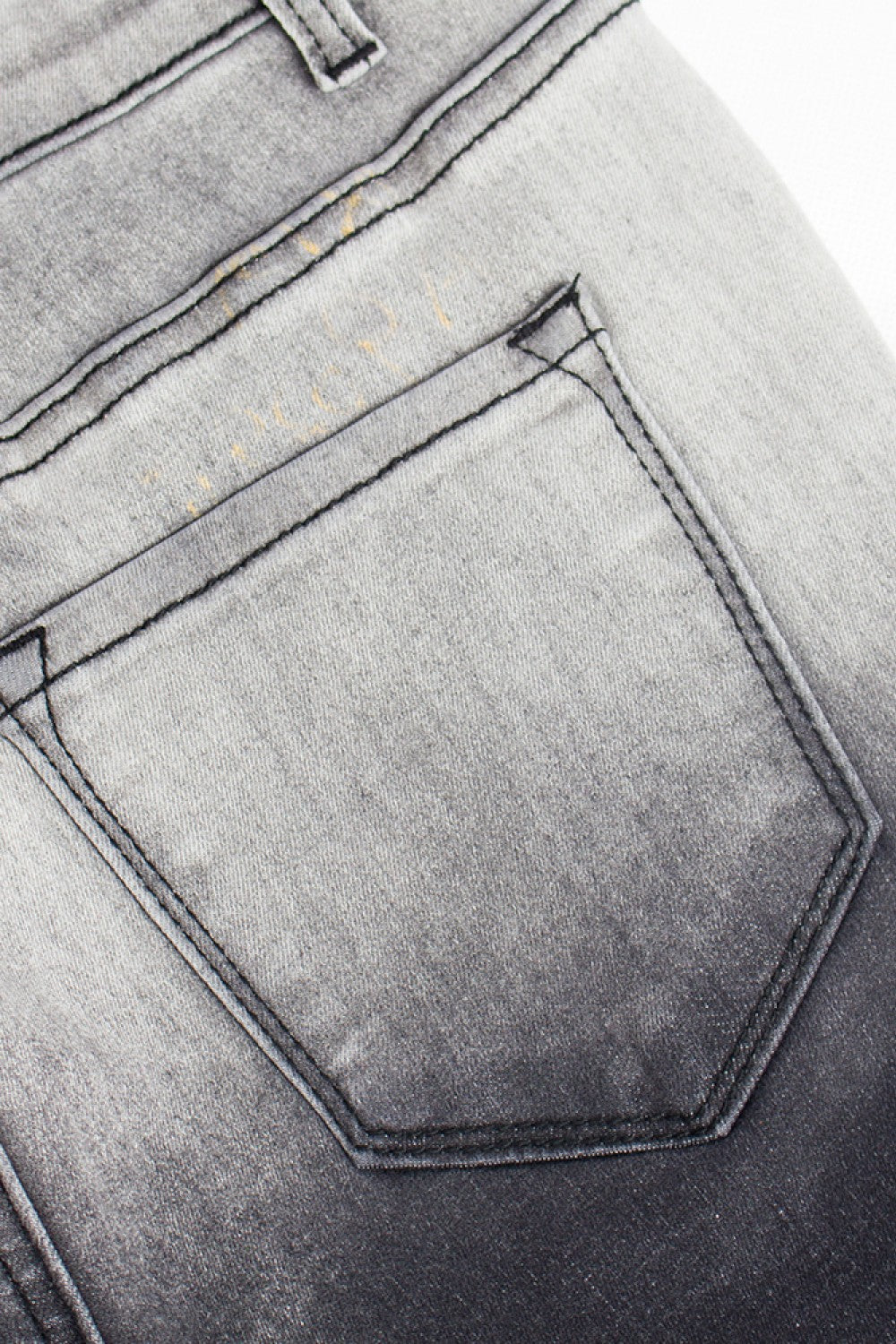 Gradient Distressed Denim Biker Shorts