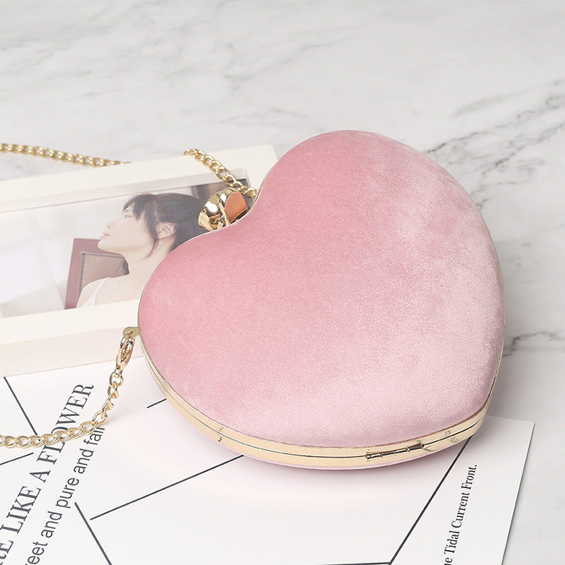 Plush Heart Shaped Chain Purse