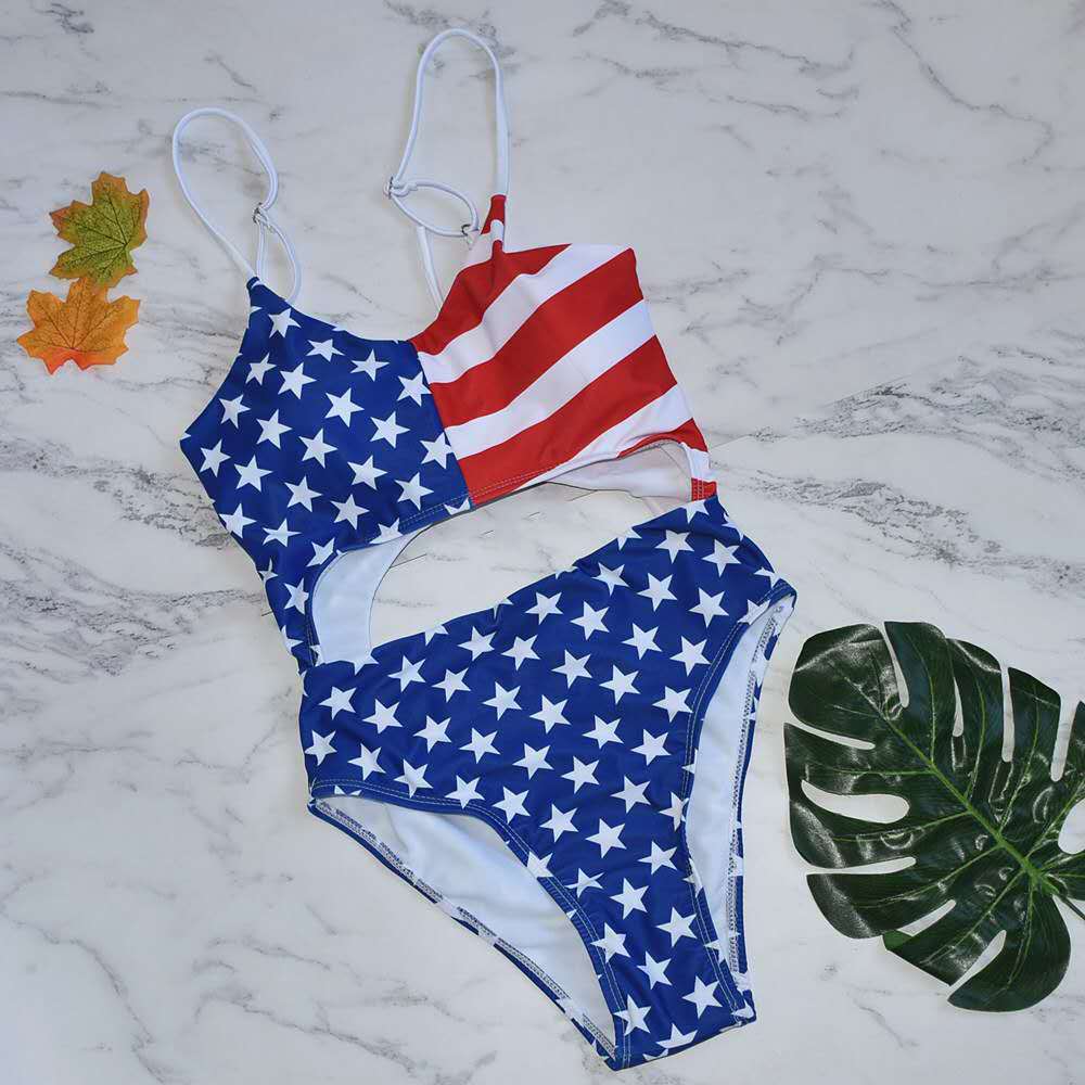 Star Printed One Piece Bikini Swimsuit