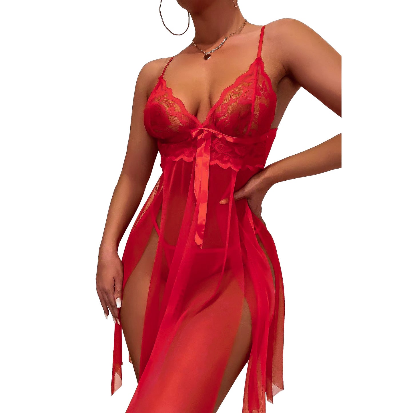 New Style Red Suspender Skirt Mesh Set