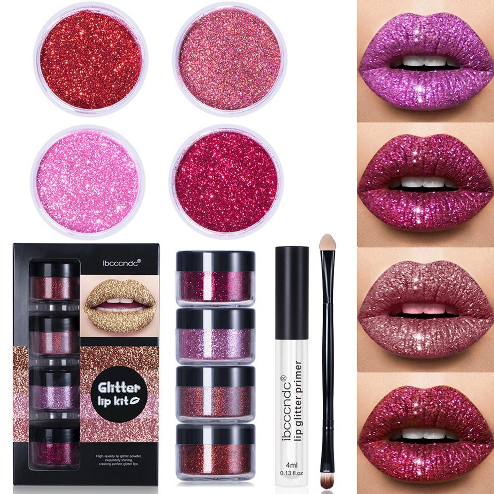 "Diamond" Glitter Waterproof Lip Gloss Long Lasting Kit With Lip Primer