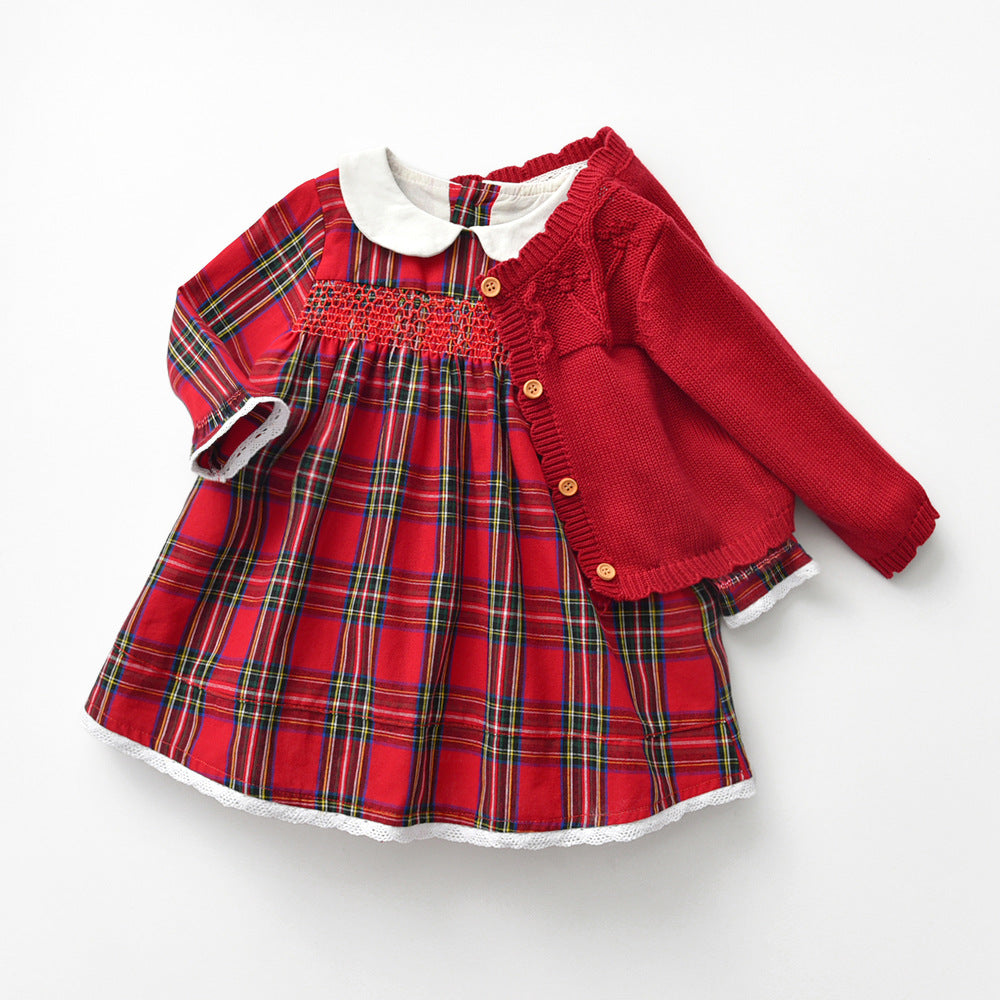 Little Girls' Red Checker Print Dress