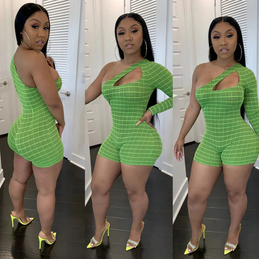 Women's Plaid Printed Romper