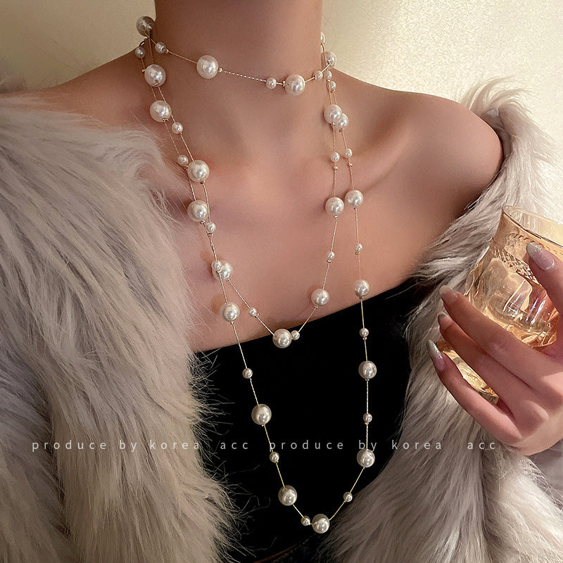 Pearl Multilayer Collarbone Chain