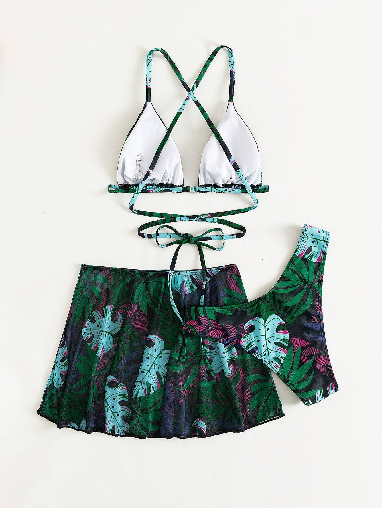 Surfing The Coast Botanical Print Three-Piece Swimsuit