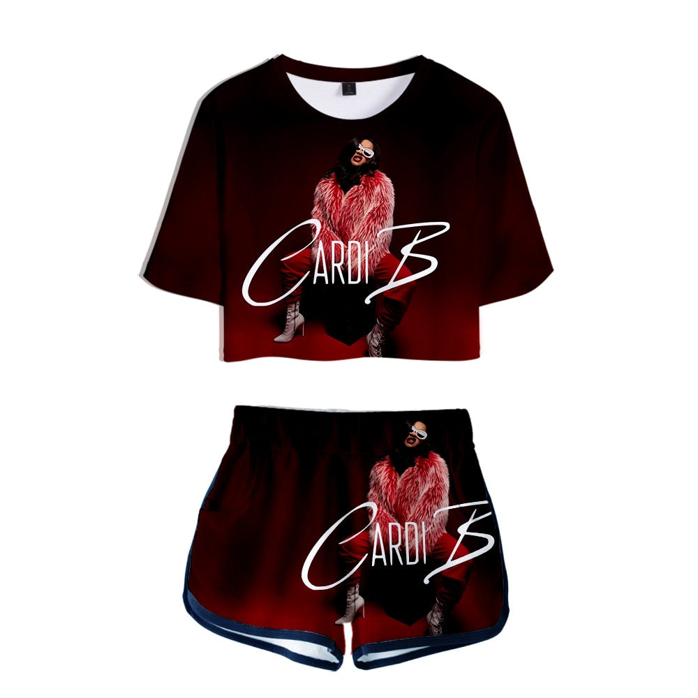 Trendy Sexy 3D Printed Short Sleeve Set