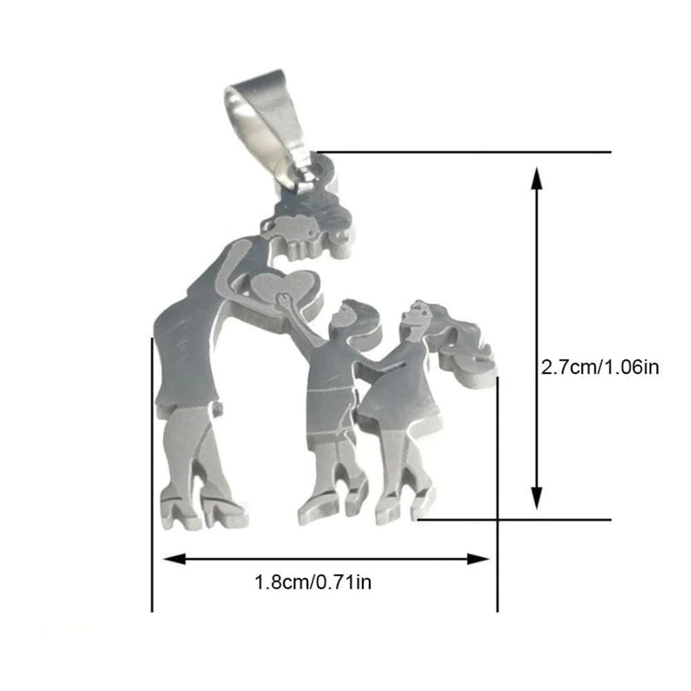 Stainless Steel Mother And Children Necklace