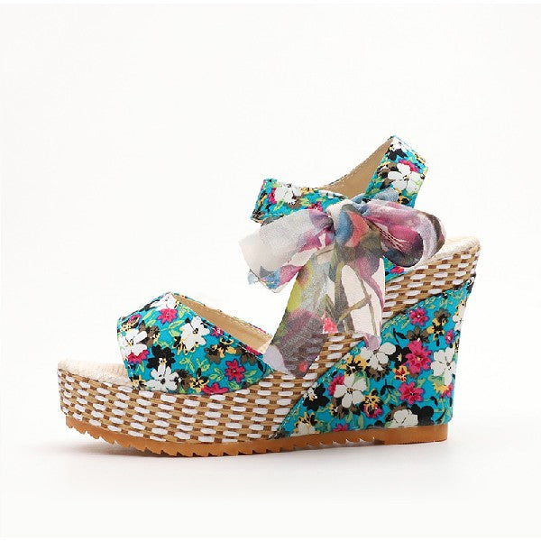 Bohemian Floral Wedge Heel Sandals