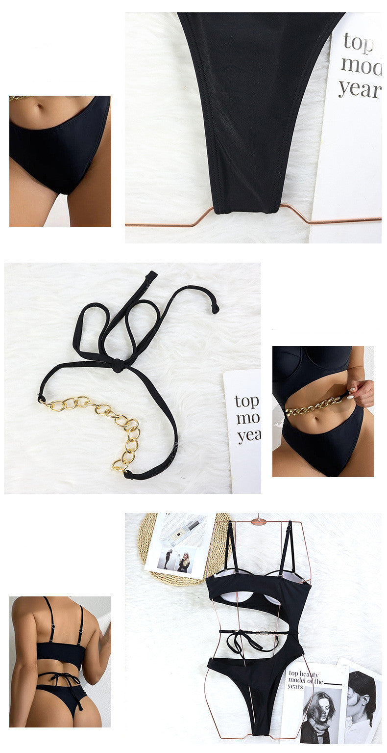 Backless Solid Color One Piece Swimsuit