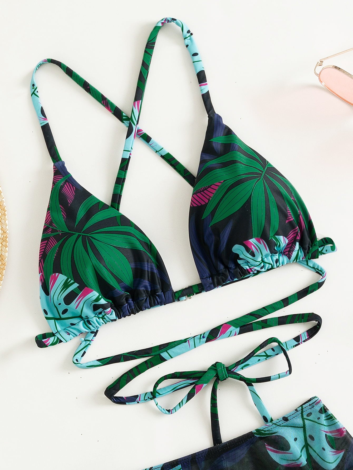 Surfing The Coast Botanical Print Three-Piece Swimsuit