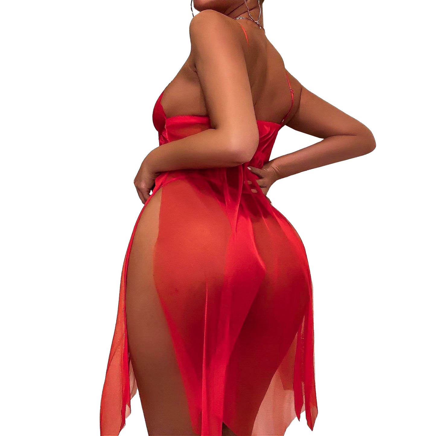 New Style Red Suspender Skirt Mesh Set
