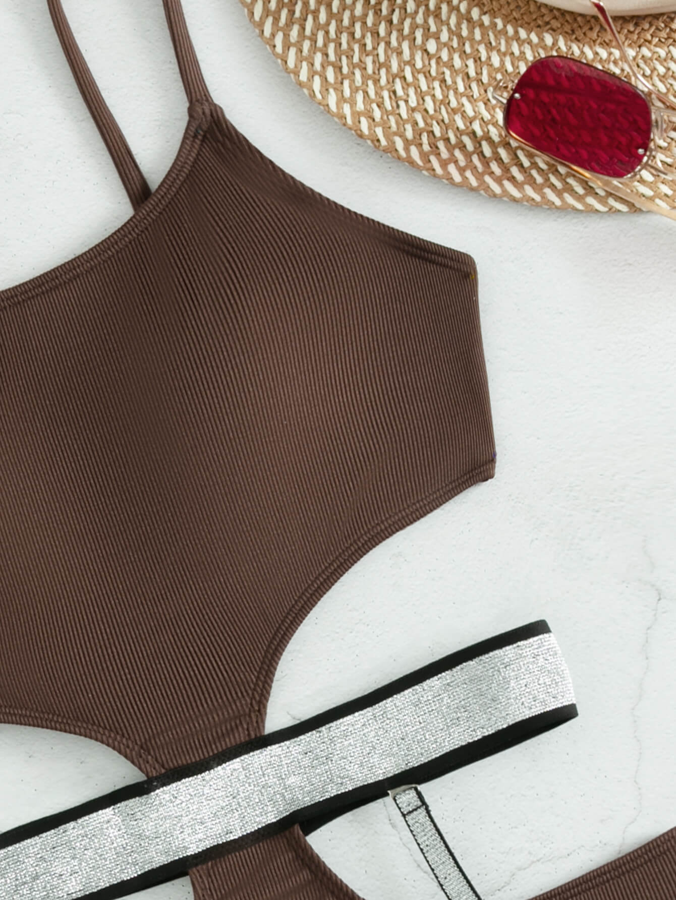 Glitter Cutout Spaghetti Strap One-Piece Swimsuit