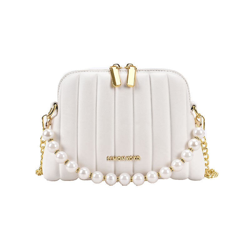 Beaded Chain Vertical Shell Bag