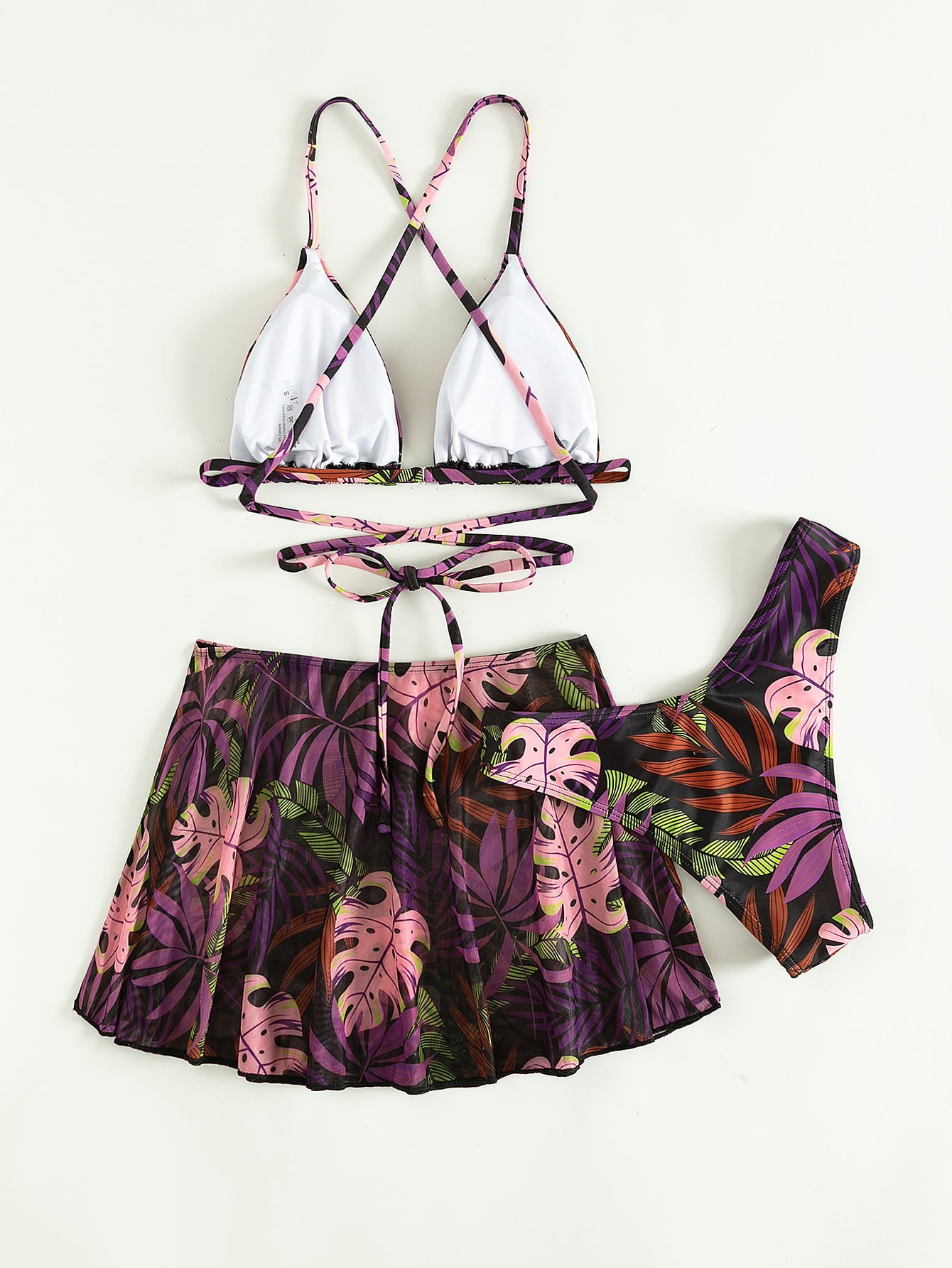 Surfing The Coast Botanical Print Three-Piece Swimsuit