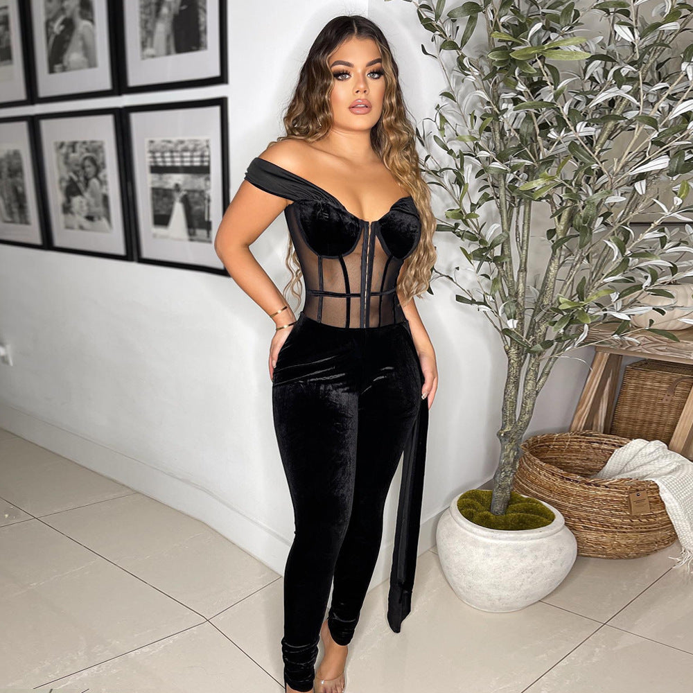 Velvet Slim Fit Jumpsuit