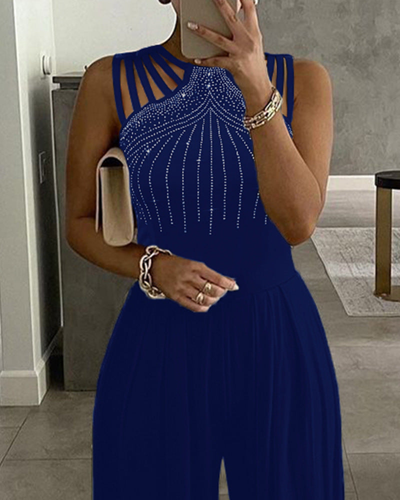 Women's Rivet Elegant Hollow Wide Leg Jumpsuit