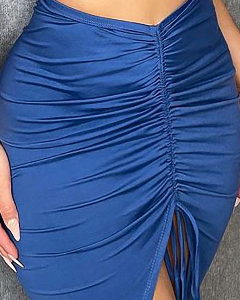 Women's Two Piece Printed Vest Skirt