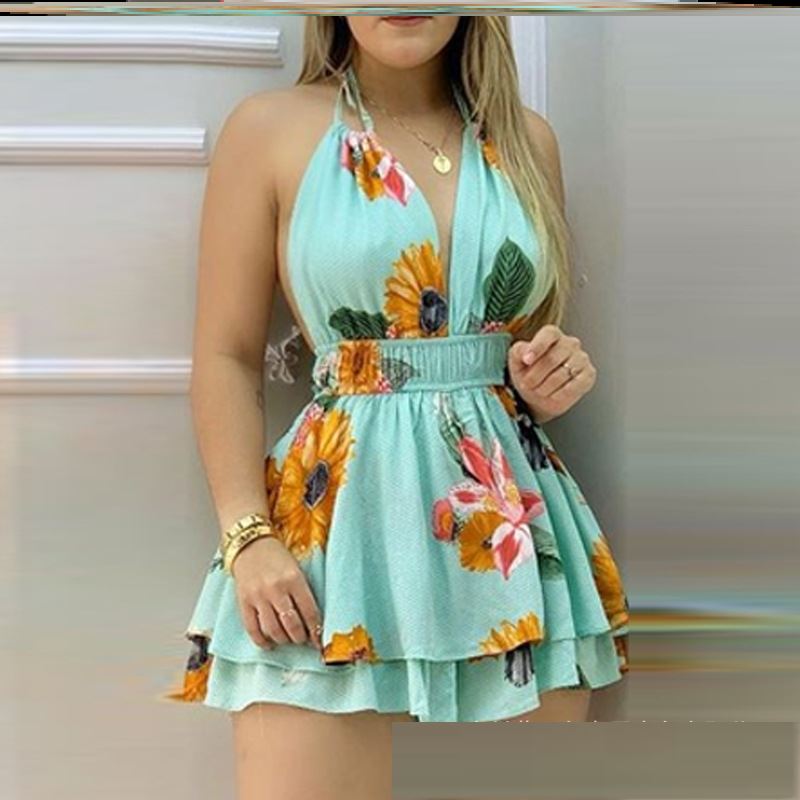 "Spring Into Fashion" Flower Blue Romper