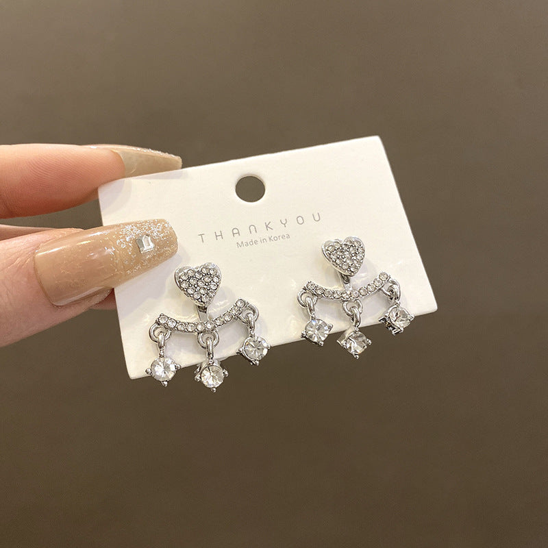 Fashion Versatile Diamond Love Earrings