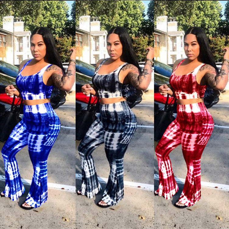 Women's Sexy Top & Pants Fashion Casual Printed Two Piece Set
