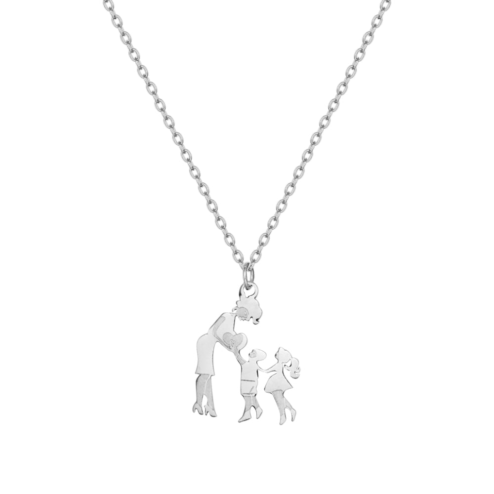 Stainless Steel Mother And Children Necklace