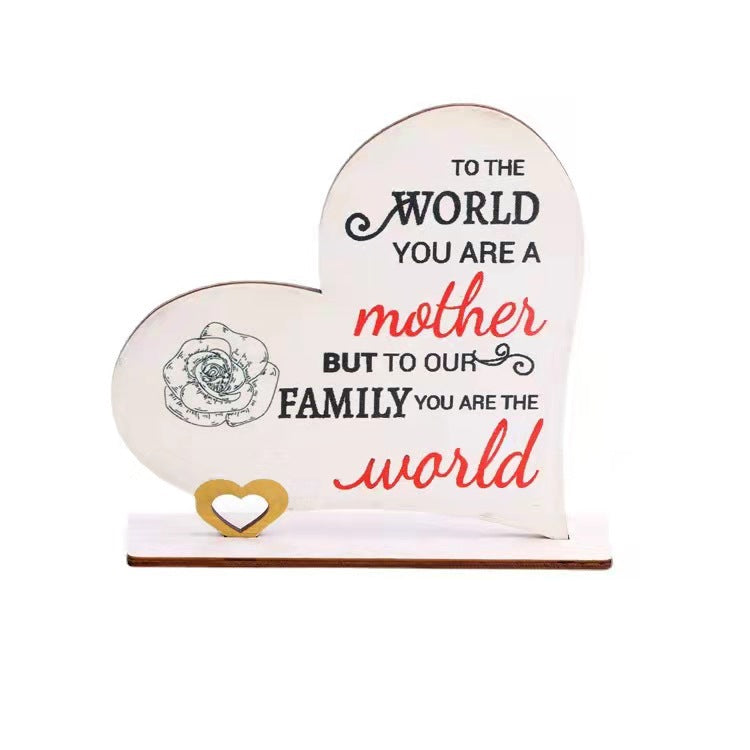 Mother's Day Wooden Heart Decoration Piece