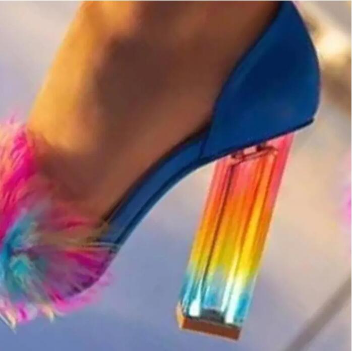 New Summer Fashion Rainbow Crystal Heels