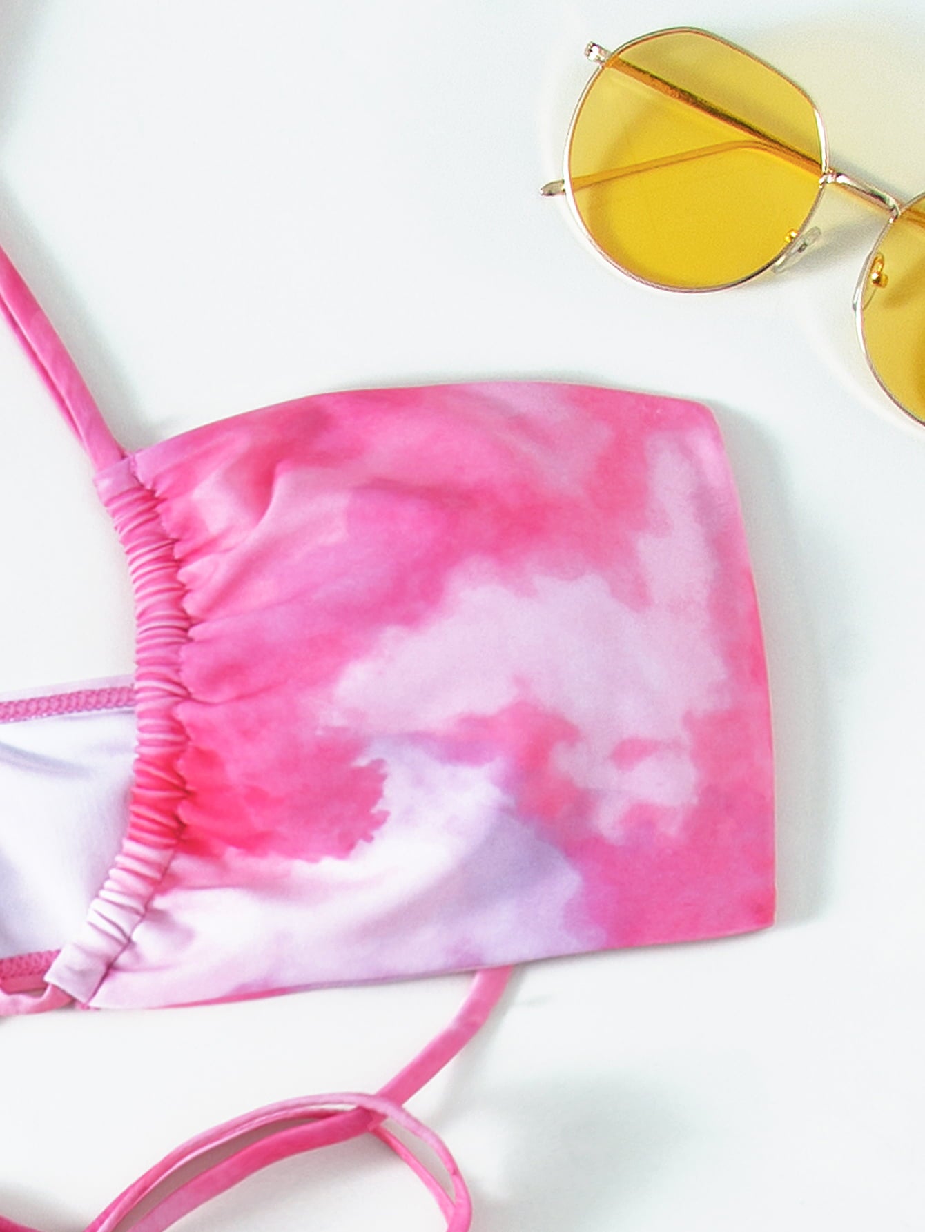 Tie-Dye Halter Neck Crisscross Tied Three-Piece Swimsuit
