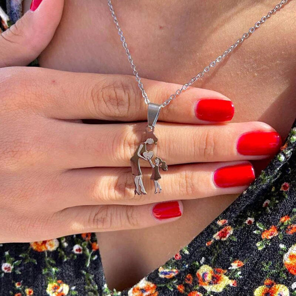 Stainless Steel Mother And Children Necklace