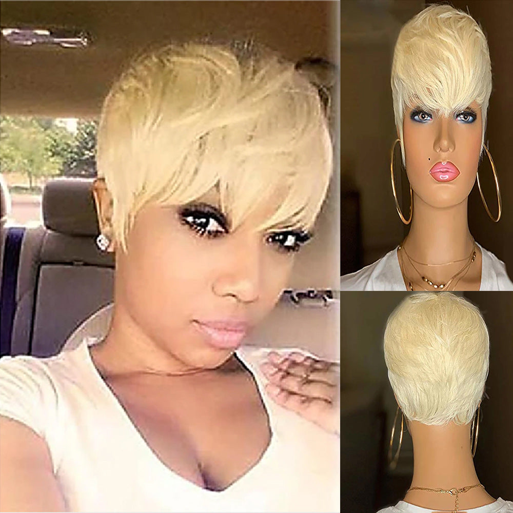 Ladies Short Synthetic Blonde Pixie Haircut Wig