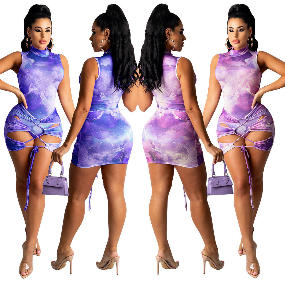 "I've Arrived" One-Piece Swimsuit with Skirt Cover
