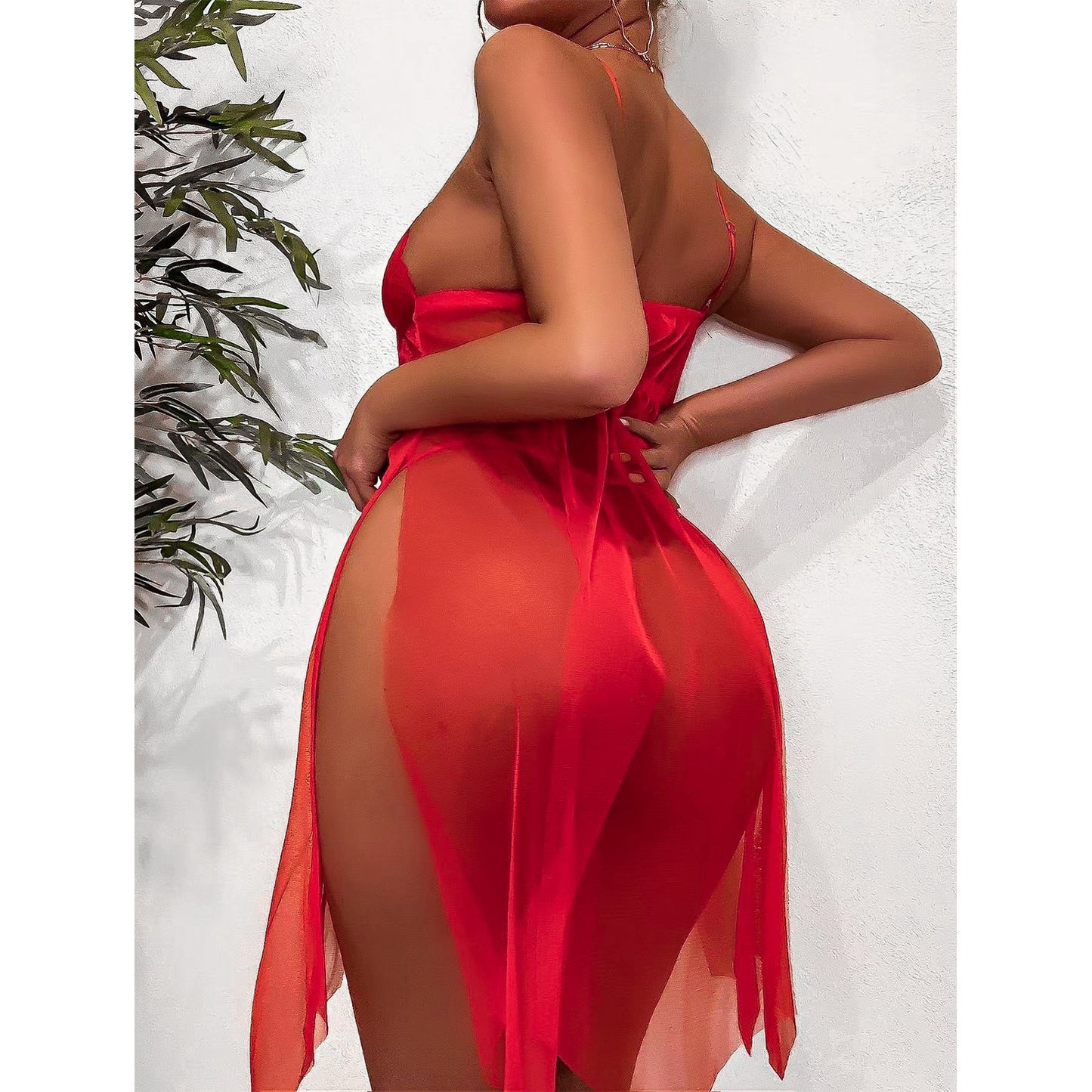 New Style Red Suspender Skirt Mesh Set