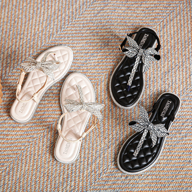 Women's Fashion Simple Bow Flat Sandals