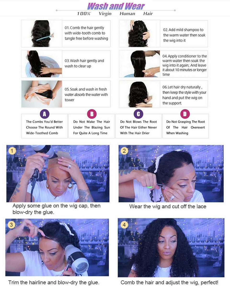 "Lavender Blue"Body Wave Human Hair Lace Front Wig